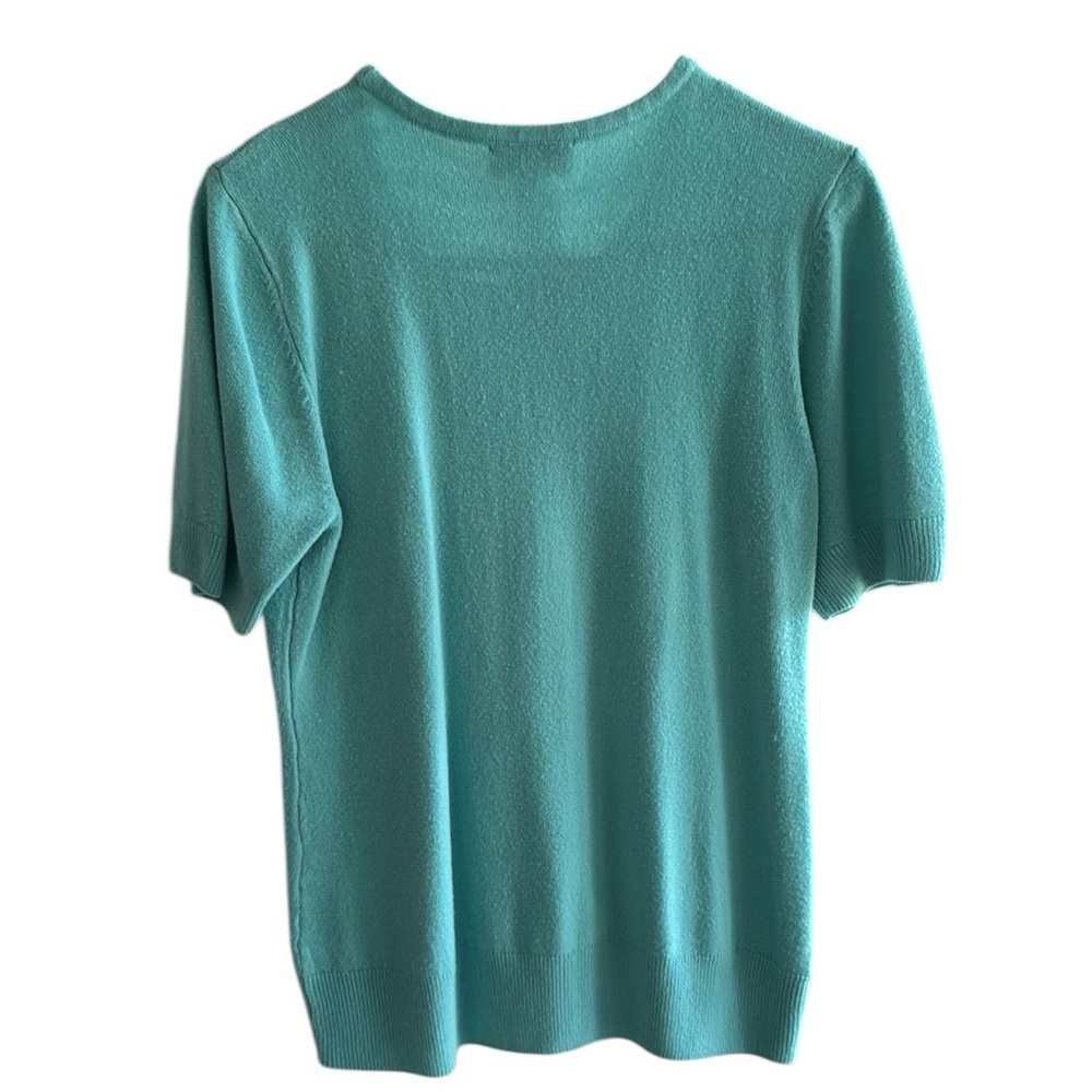 Appleseed's Sweater Shortsleeved Turquoise Acrylic M - Picture 3 of 3